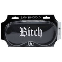 OUCH! Satin Mask - Bitch Black Printed Eye Mask