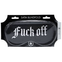 OUCH! Satin Mask - Fuck Off Black Printed Eye Mask