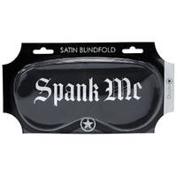 OUCH! Satin Mask - Spank Me Black Printed Eye Mask