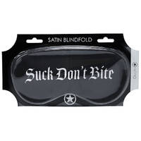 OUCH! Satin Mask - Suck Don't Bite Black Printed Eye Mask