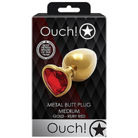 Ouch! Heart Gem  Butt Plug Medium  8cm Medium Butt Plug With Heart Gem Base