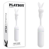 Playboy Pleasure LUCKY CHARM White USB Rechargeable Vibrating Bullet with Bunny Tip
