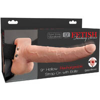 9" Hollow Vibrating Strap On + Balls 9" Hollow Vibrating Strap On + Balls