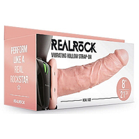 8" Hollow Vibrating Strap On System