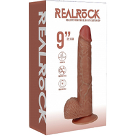 Realrock 23Cm Vibrating Cock + Balls Tan Tan 22.9cm (9") Usb Rechargeable Vibrating Dong