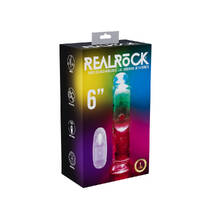 REALROCK 6'' No Balls Wireless Rechargeable LED Vibrating Dong Clear with LED 16.5 cm USB Rechargeable Vibrating Dong with Remote
