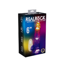 REALROCK 6'' with Balls Wireless Rechargeable LED Vibrating Dong Clear with LED 16.2 cm USB Rechargeable Vibrating Dong with Remote