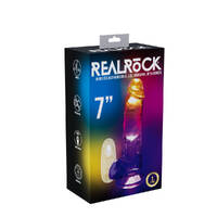 REALROCK 7'' with Balls Wireless Rechargeable LED Vibrating Dong Clear with LED 19.5 cm USB Rechargeable Vibrating Dong with Remote