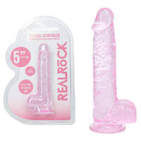 REALROCK 5'' Crystal Clear Dildo with Balls - Pink Clear Pink 14.7 cm Dong