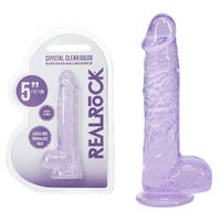 REALROCK 5'' Crystal Clear Dildo with Balls - Purple Clear Purple 14.7 cm Dong