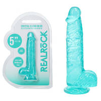 REALROCK 5'' Crystal Clear Dildo with Balls - Turquoise Clear Turquoise 14.7 cm Dong
