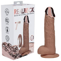 REALROCK Metal Head 7'' Rechargeable Dildo - Tan Tan 19 cm USB Rechargeable Vibrating Dildo with Metal Head and Wireless Remote