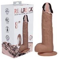 REALROCK Metal Head 8'' Rechargeable Dildo - Tan Tan 22 cm USB Rechargeable Vibrating Dildo with Metal Head and Wireless Remote