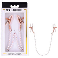 Sex & Mischief Peaches N Creame Pearl Nipple Clamps Peach Nipple Restraints