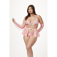 4 Pc Cowgirl Costume Set Halter Bra/Thong Panty/Garter Skirt/Fingerless Gloves O/Sq 4 Pc Cowgirl Costume Set Halter Bra/Thong Panty/Garter Skirt/Fingerless Gloves O/Sq