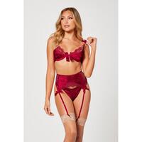 3 Pc Jacquard Bra Garter Belt Panty Set L 3 Pc Jacquard Bra Garter Belt Panty Set L