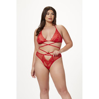 2 Pc Halter Bra/Criss Cross Panty O/Sq 2 Pc Halter Bra/Criss Cross Panty O/Sq