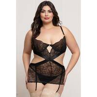 Two Piece Lace And Satin Chemise Set OS X