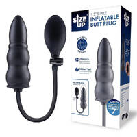 Size Up 5.5 Inch Ripple Inflatable Butt Plug Black 15.2 cm Inflatable Butt Plug