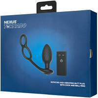 Tornado Cock And Ball Ring Rotating And Vibrating Butt Plug With Remote Control And Cock And Ball Ring