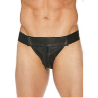 Leather Striped Front Zip Jock L/XL