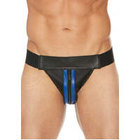 Leather Striped Front Zip Jock L/XL