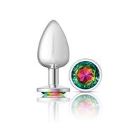 Round Butt Plug W Rainbow Jewel Large