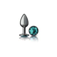 Round Butt Plug W Teal Jewel Small
