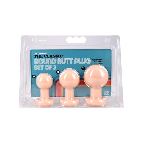 The Classic Round Butt Plug - 3 piece set Cream