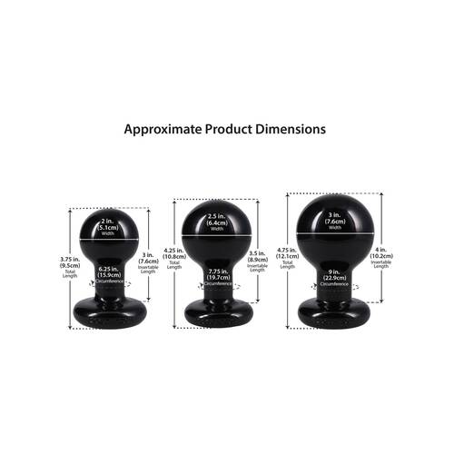 The Classic Round Butt Plug - 3 piece set Black