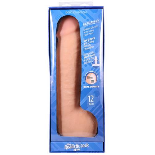 The Realistic Cock -  Hung With Removable Vac-U-Lock Suction Cup - ULTRASKYN - 12 Inch (with balls) Vanilla