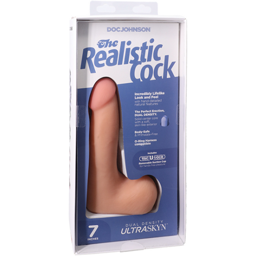 The Realistic Cock - With Removable Vac-U-Lock Suction Cup - ULTRASKYN - 7 Inch (with balls) Vanilla