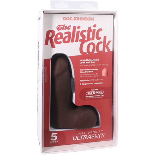 The Realistic Cock - With Removable Vac-U-Lock Suction Cup - ULTRASKYN - 7 Inch (with balls) Chocolate