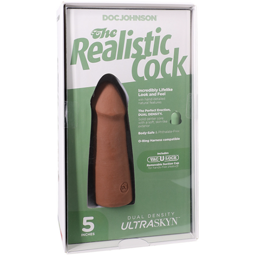 The Realistic Cock - With Removable Vac-U-Lock Suction Cup - ULTRASKYN - 5 Inch Caramel