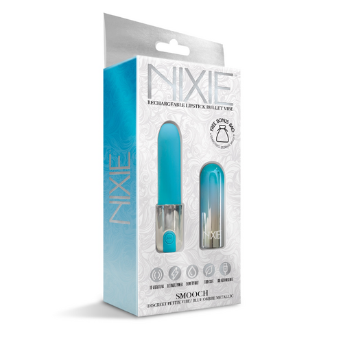 NIXIE Smooch Rechargeable Lipstick Vibrator, Blue Ombre