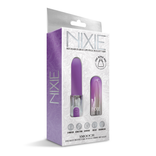 NIXIE Smooch Rechargeable Lipstick Vibrator, Purple Ombre