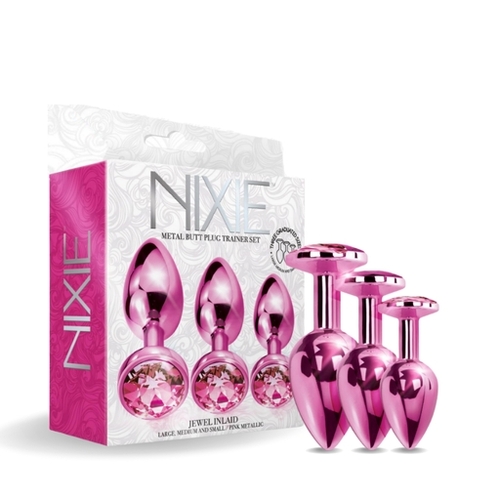 NIXIE Metal Butt Plug Trainer Set Metallic Pink
