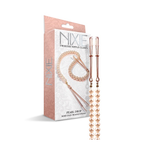 NIXIE ADJUSTABLE TWEEZER CLIPS WITH PEARLS ROSE GOLD
