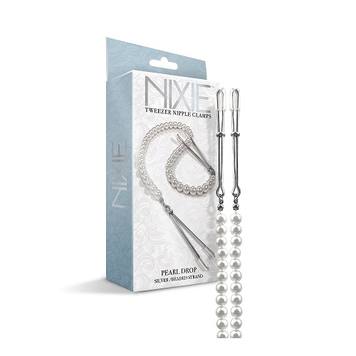 NIXIE ADJUSTABLE TWEEZER CLIPS WITH PEARLS WHITE GOLD