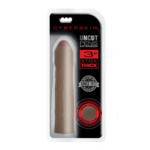 Cyberskin 3" Xtra Thick Uncut Transformer Penis Extension Dark