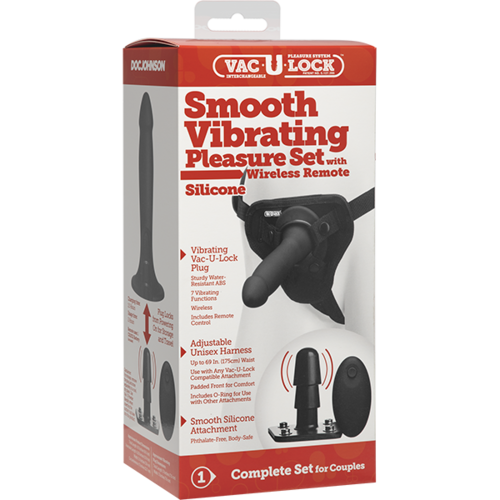 6" Smooth Pleasure Vibrating Strap On Set
