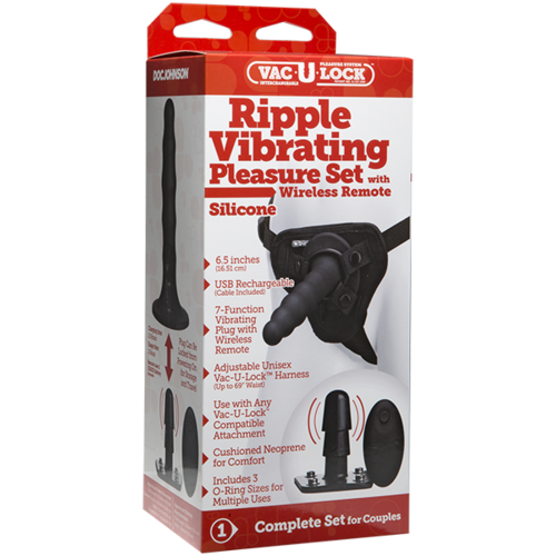 6" Ripple Pleasure Vibrating Strap On Set