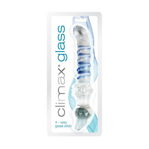8" Multi Textured 4 Way Glass Dildo