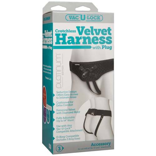 Crotchless Velvet Harness With Plug