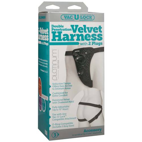 Double Penetration Velvet Harness with 2 Plugs