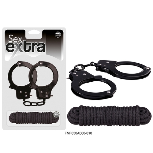 SEX EXTRA - METAL CUFFS & LOVE ROPE black