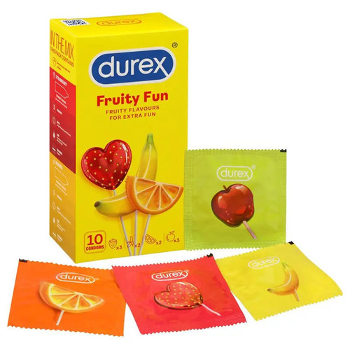 Durex Fruity Fun Condoms Flavoured Lubed Condoms - 10 Pack