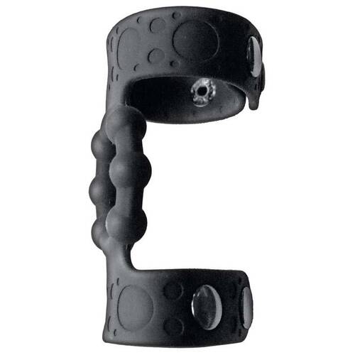 Magic Beaded Cock Ring and Adjustable Ball Straps-Black