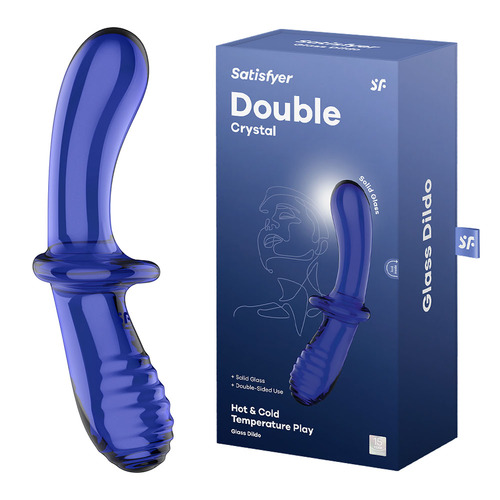 Satisfyer Double Crystal - Blue Blue Glass Double Ended Dildo