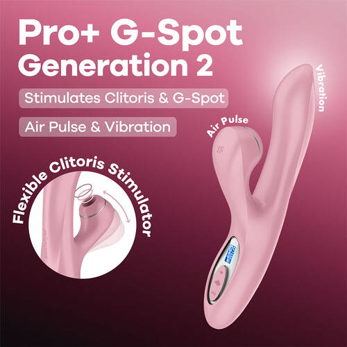 Satisfyer Pro + G-Spot - Pink Rose Pink 22 cm USB-C Rechargeable Rabbit Vibrator with Touch-Free Clitoral Stimulator
